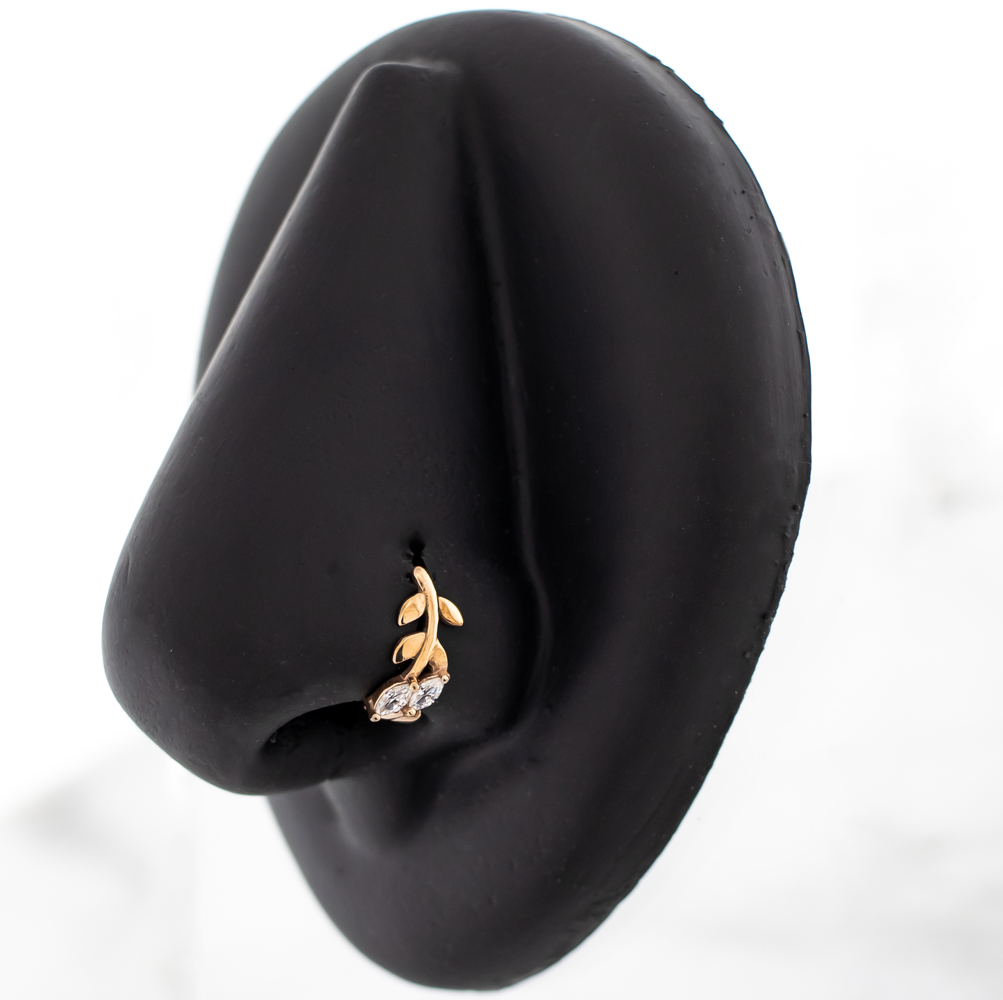 18G Leaf Wrap With Gem Nose Curve
