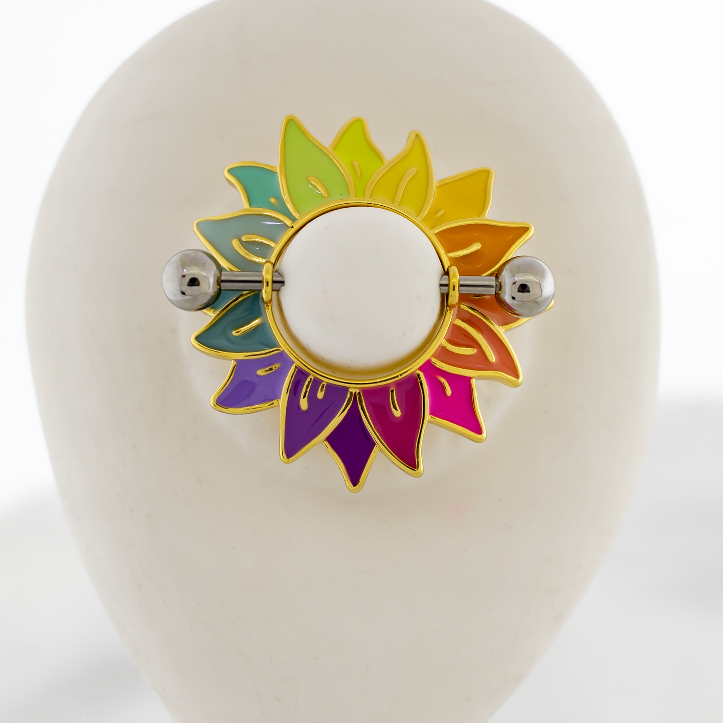 14G Rainbow Sunflower Nipple Shield