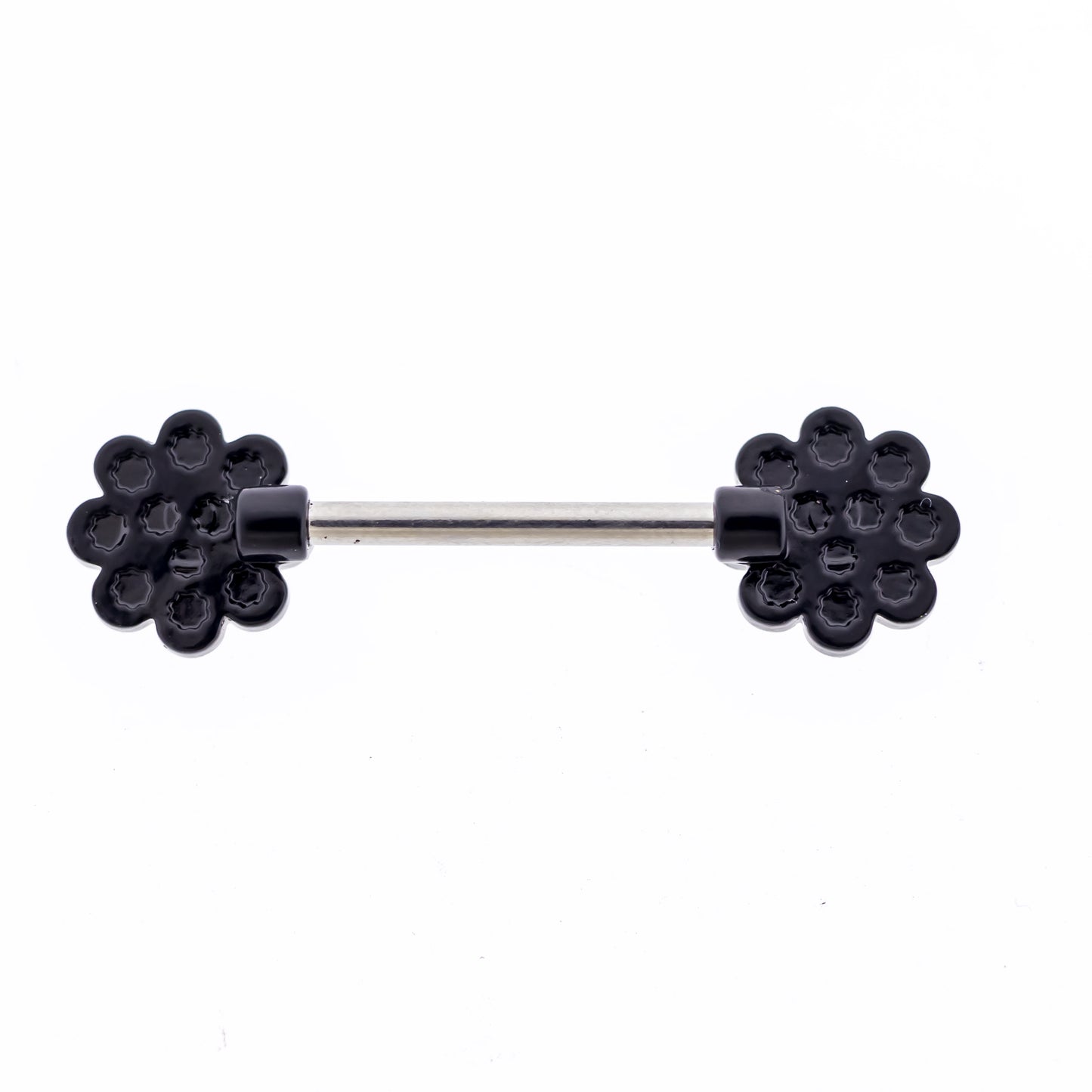 14G Nipple Barbell - Pink Glow in the Dark Flower - Pierced Addiction