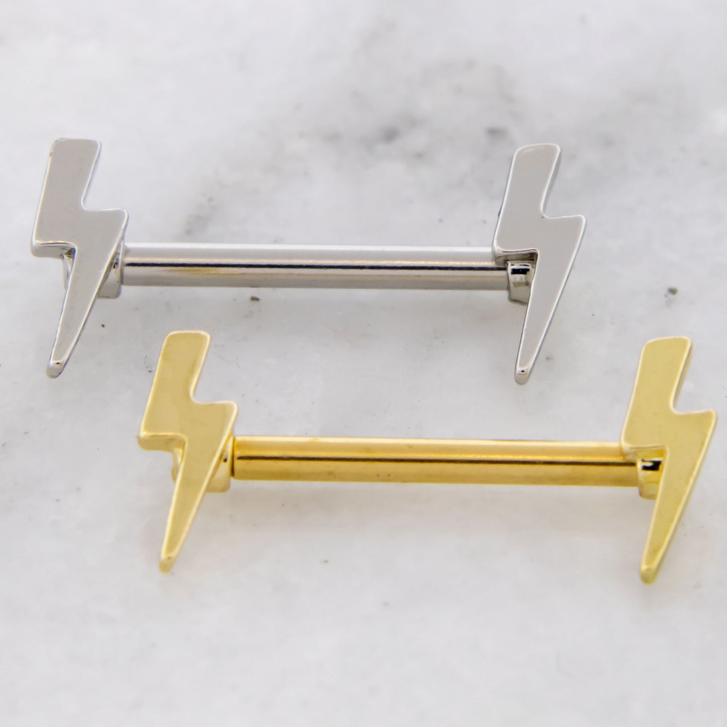 14G Lightning Bolt Nipple Barbell - Pierced Addiction