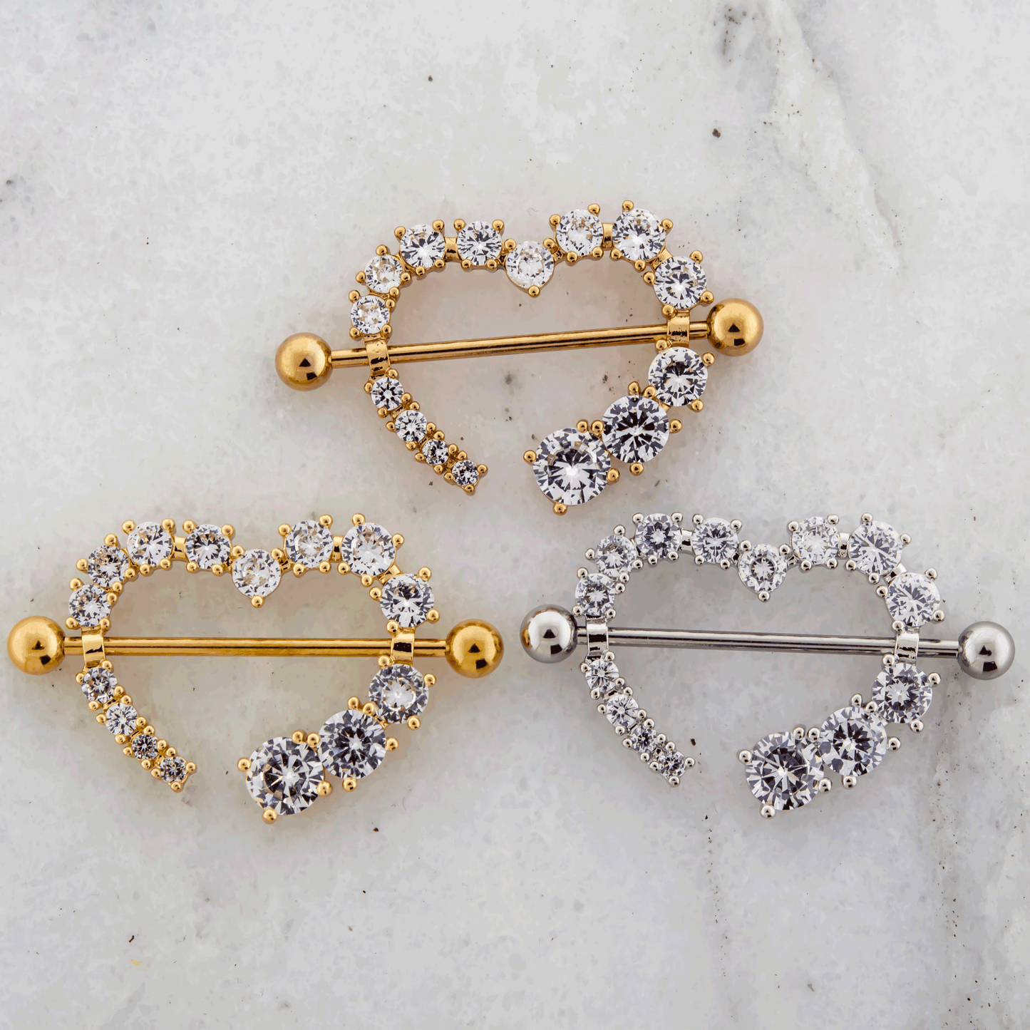 14G Heart Gem Nipple Shields - Pierced Addiction