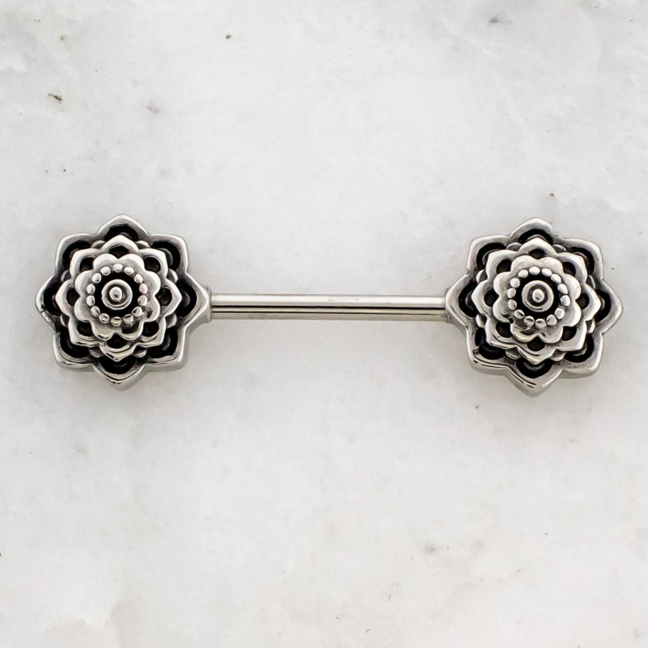 14G Mandala Nipple Barbell - Pierced Addiction