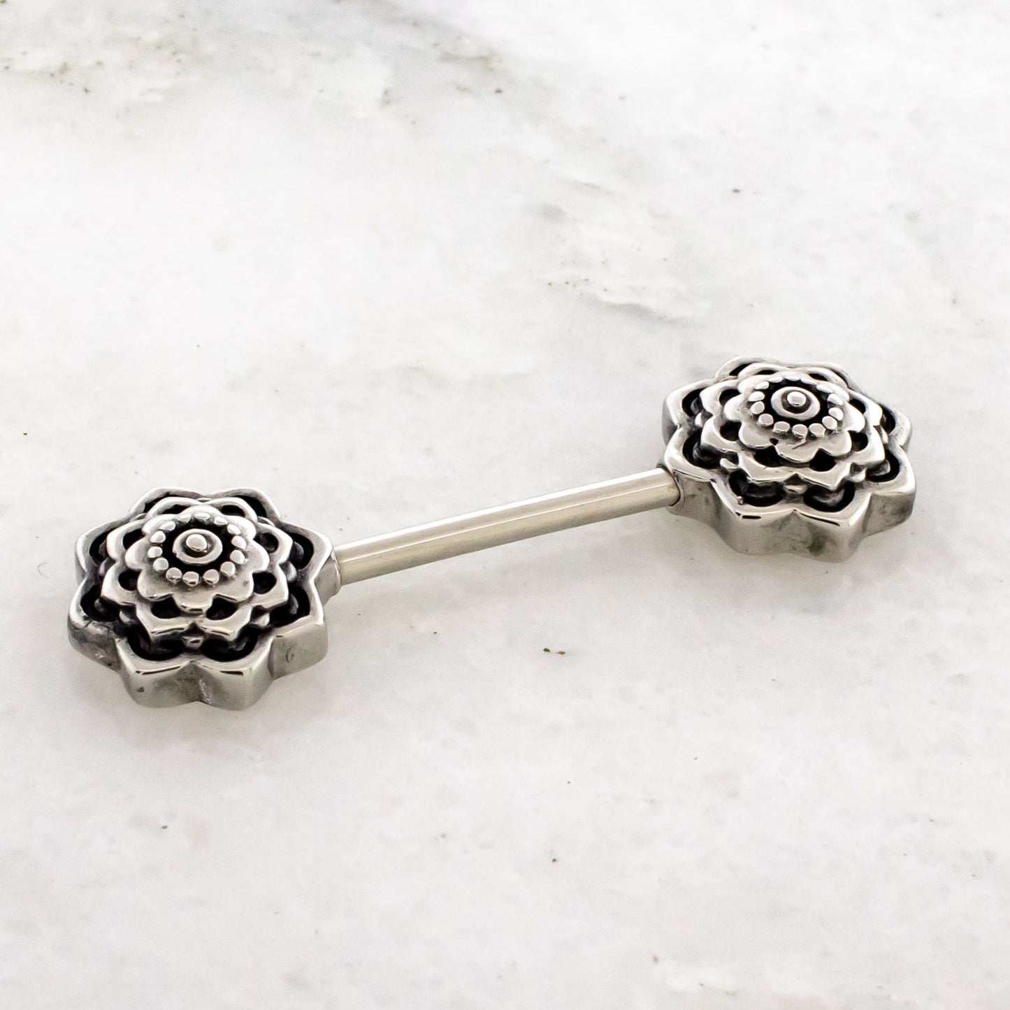 14G Mandala Nipple Barbell - Pierced Addiction