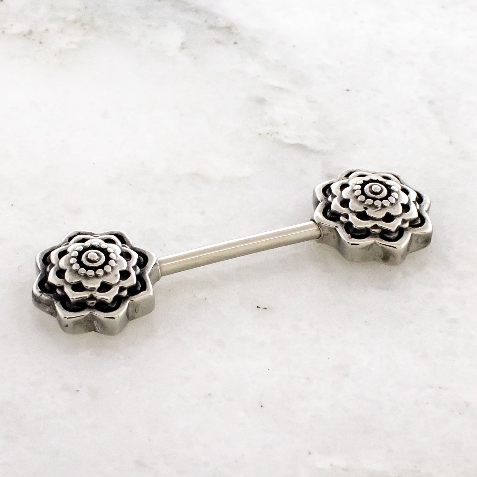 14G Mandala Nipple Barbell - Pierced Addiction