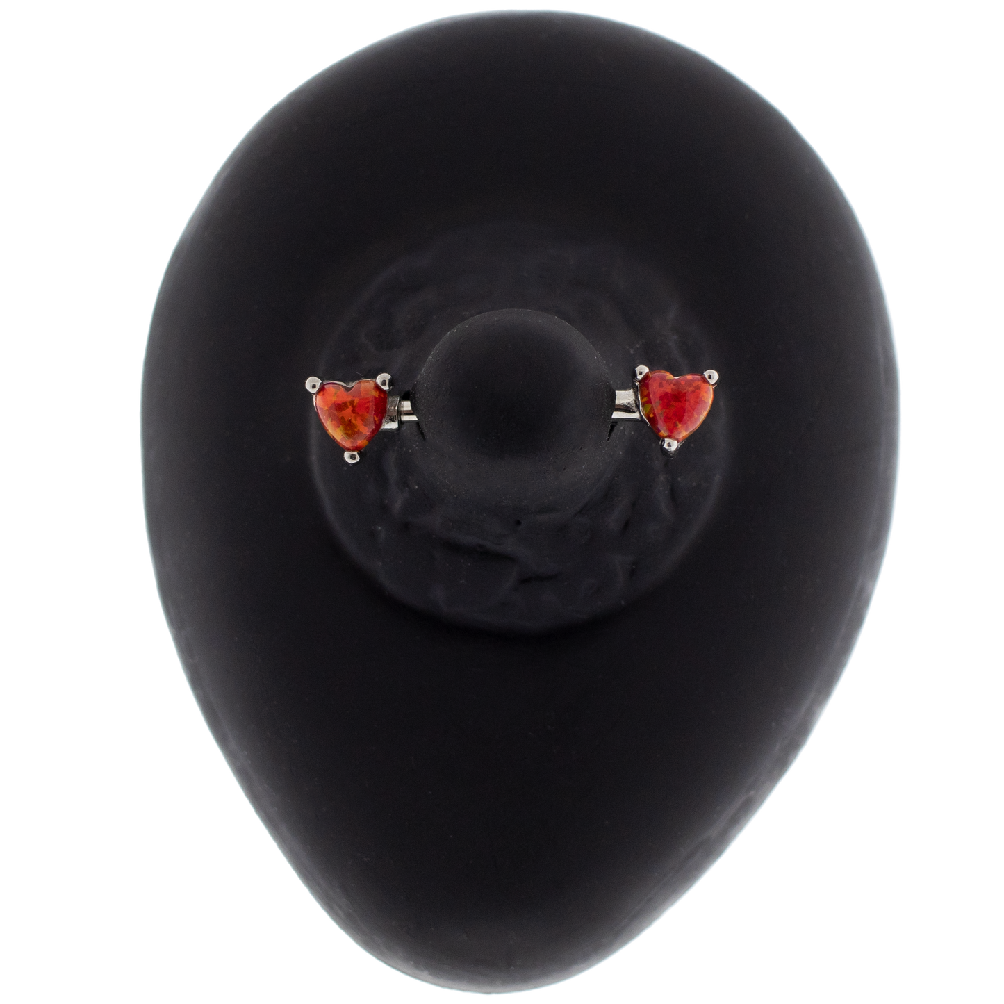 14G Gem or Opal Heart Nipple Barbell - Pierced Addiction