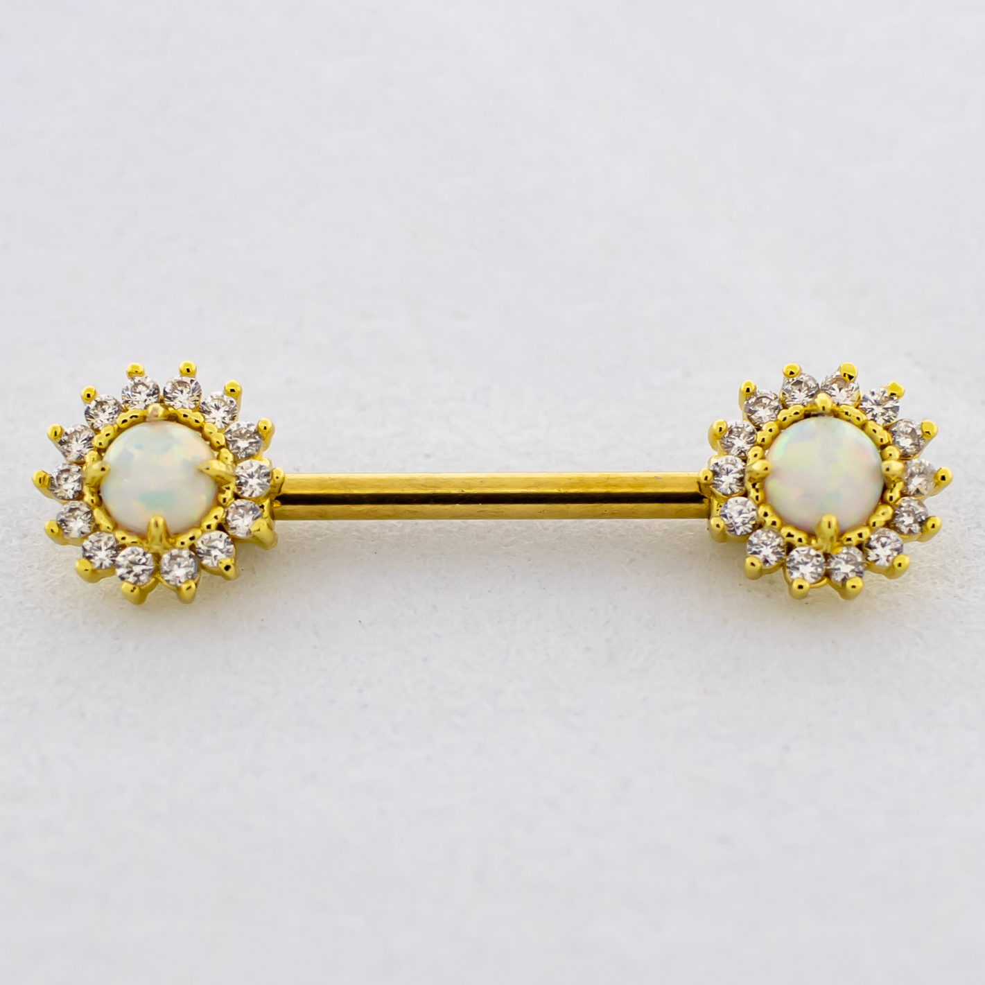 14G Opal Sun Nipple Barbell - Pierced Addiction