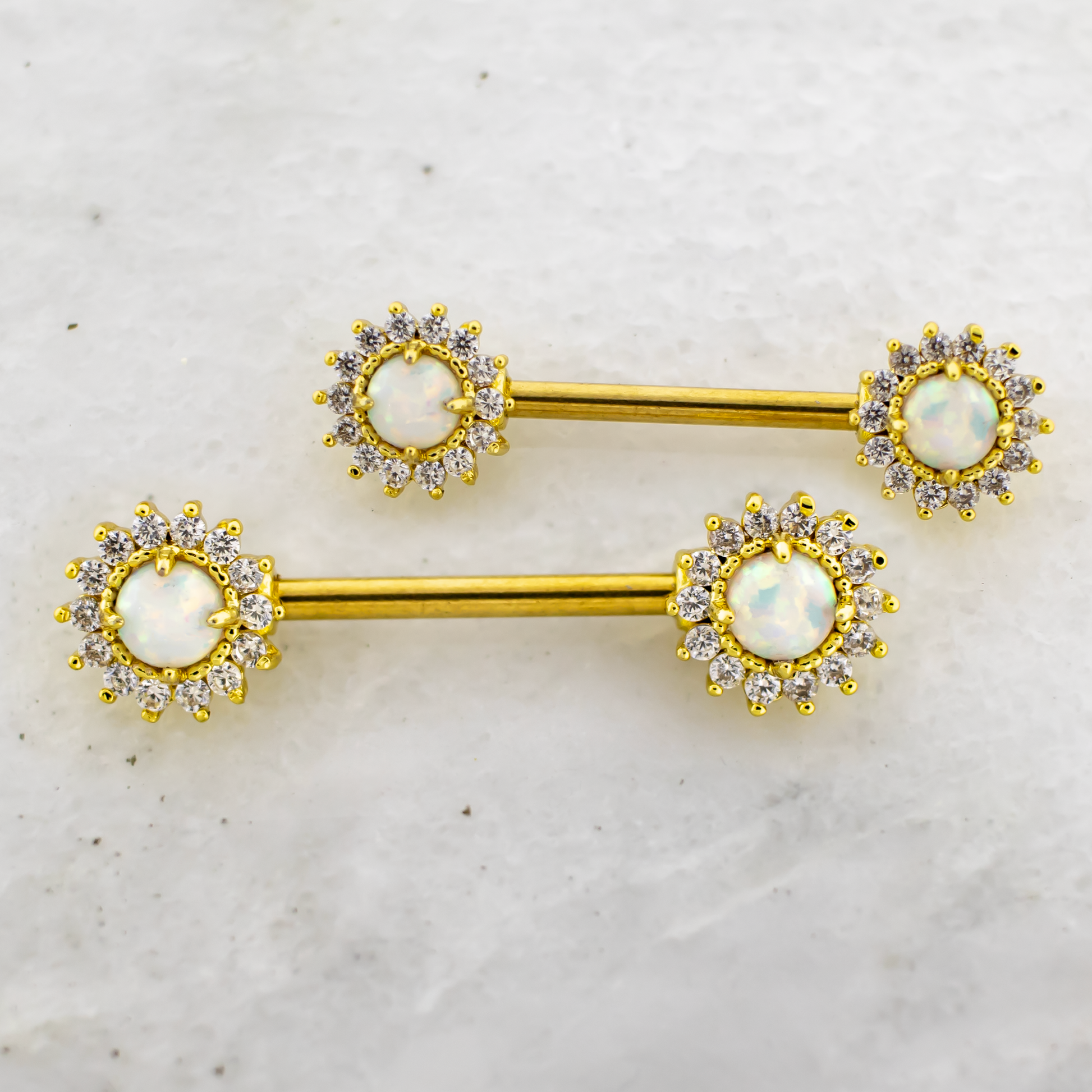 14G Opal Sun Nipple Barbell - Pierced Addiction