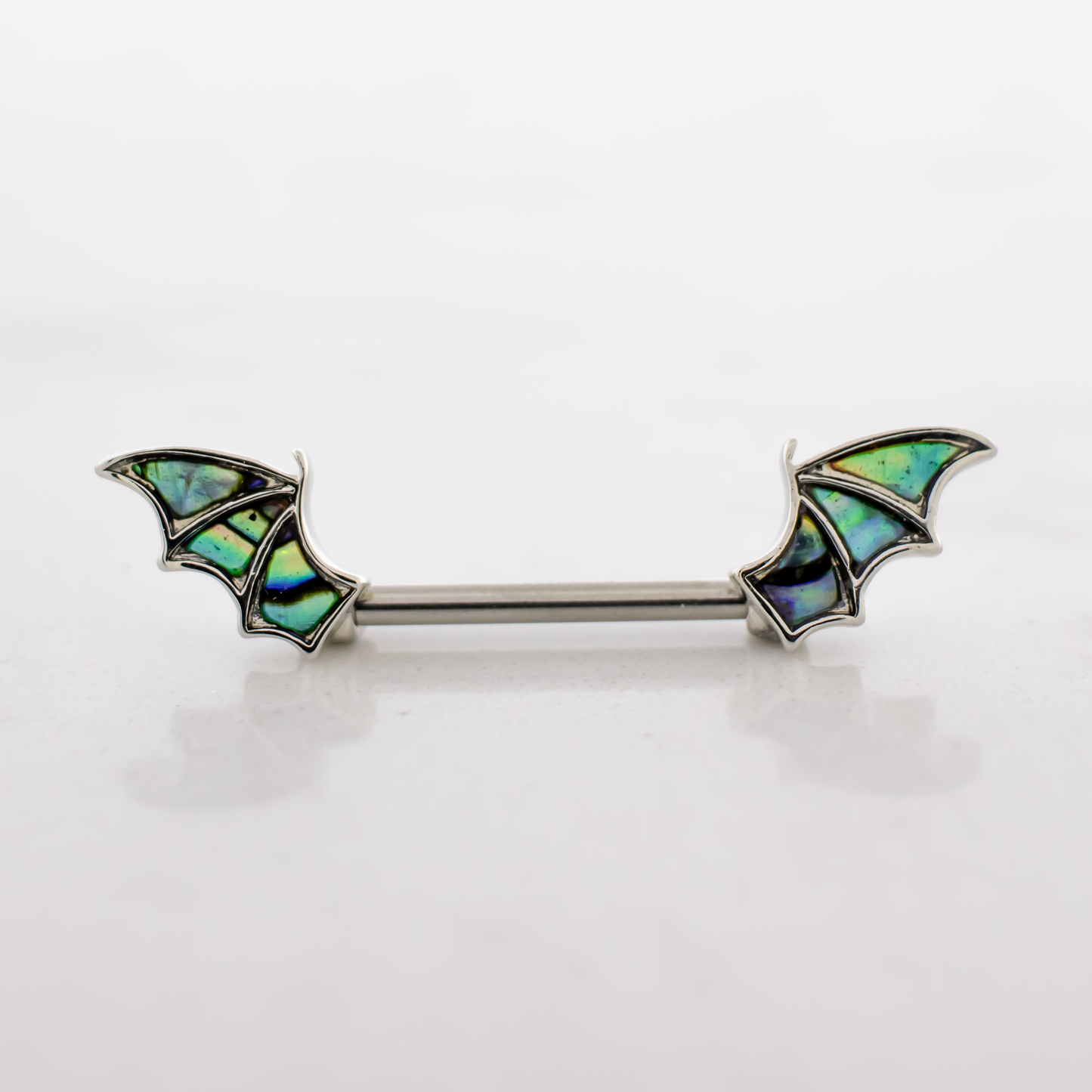 14G Abalone Shell Bat Wing Nipple Barbell - Pierced Addiction