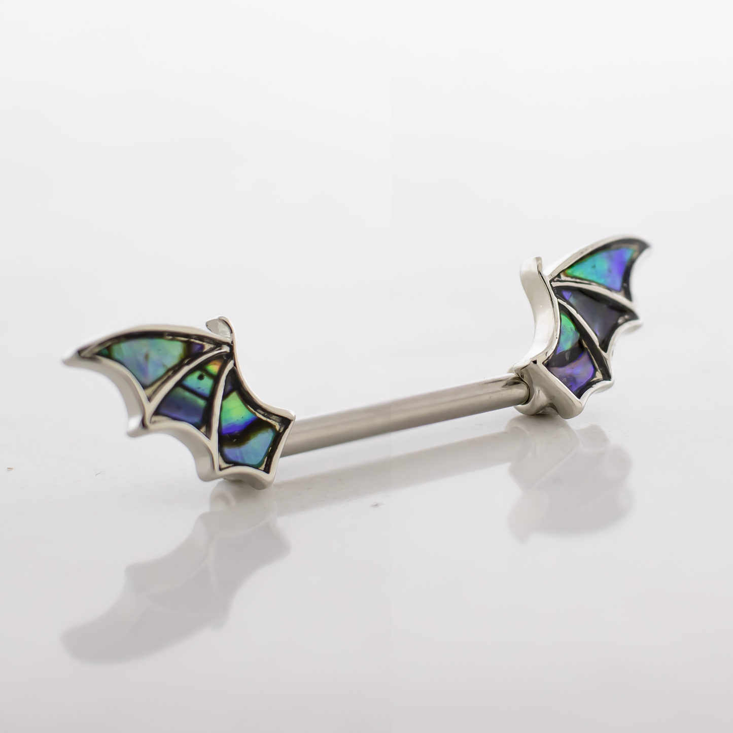 14G Abalone Shell Bat Wing Nipple Barbell - Pierced Addiction