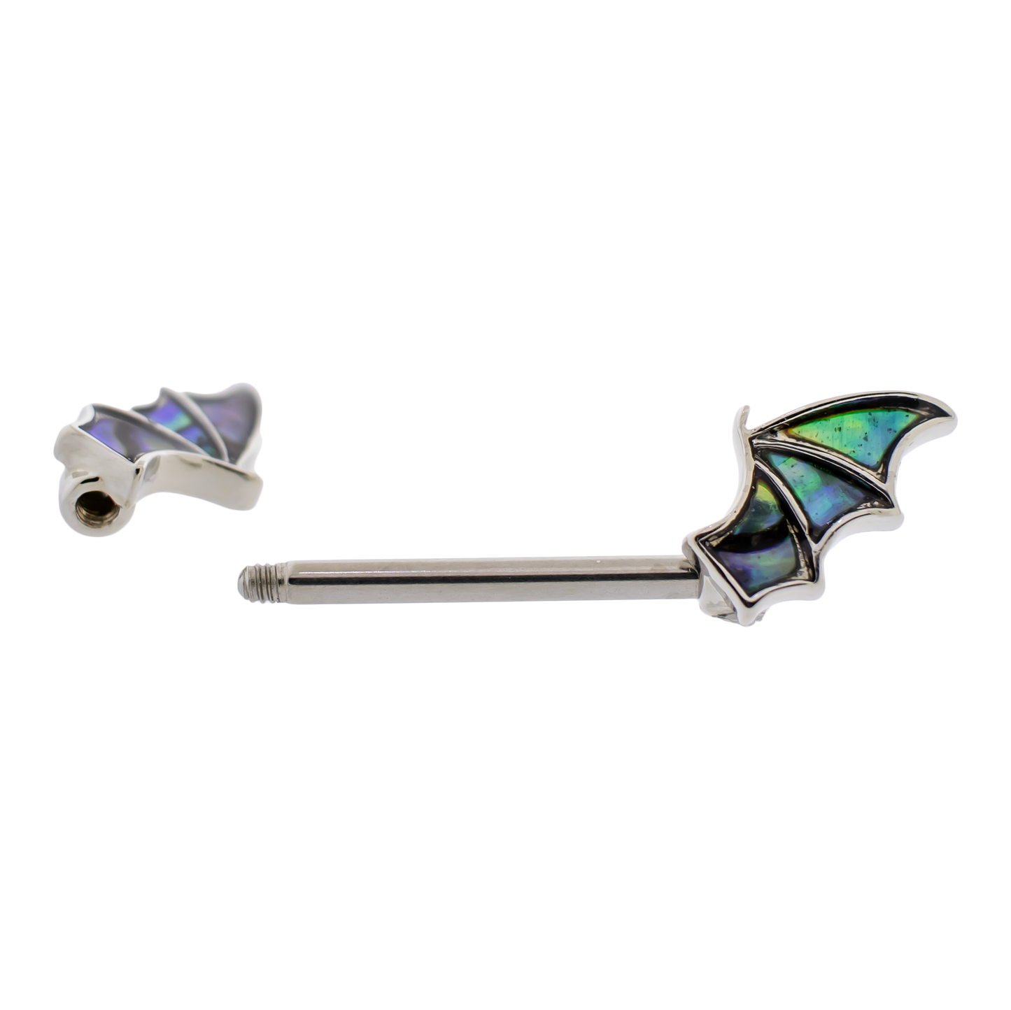 14G Abalone Shell Bat Wing Nipple Barbell - Pierced Addiction