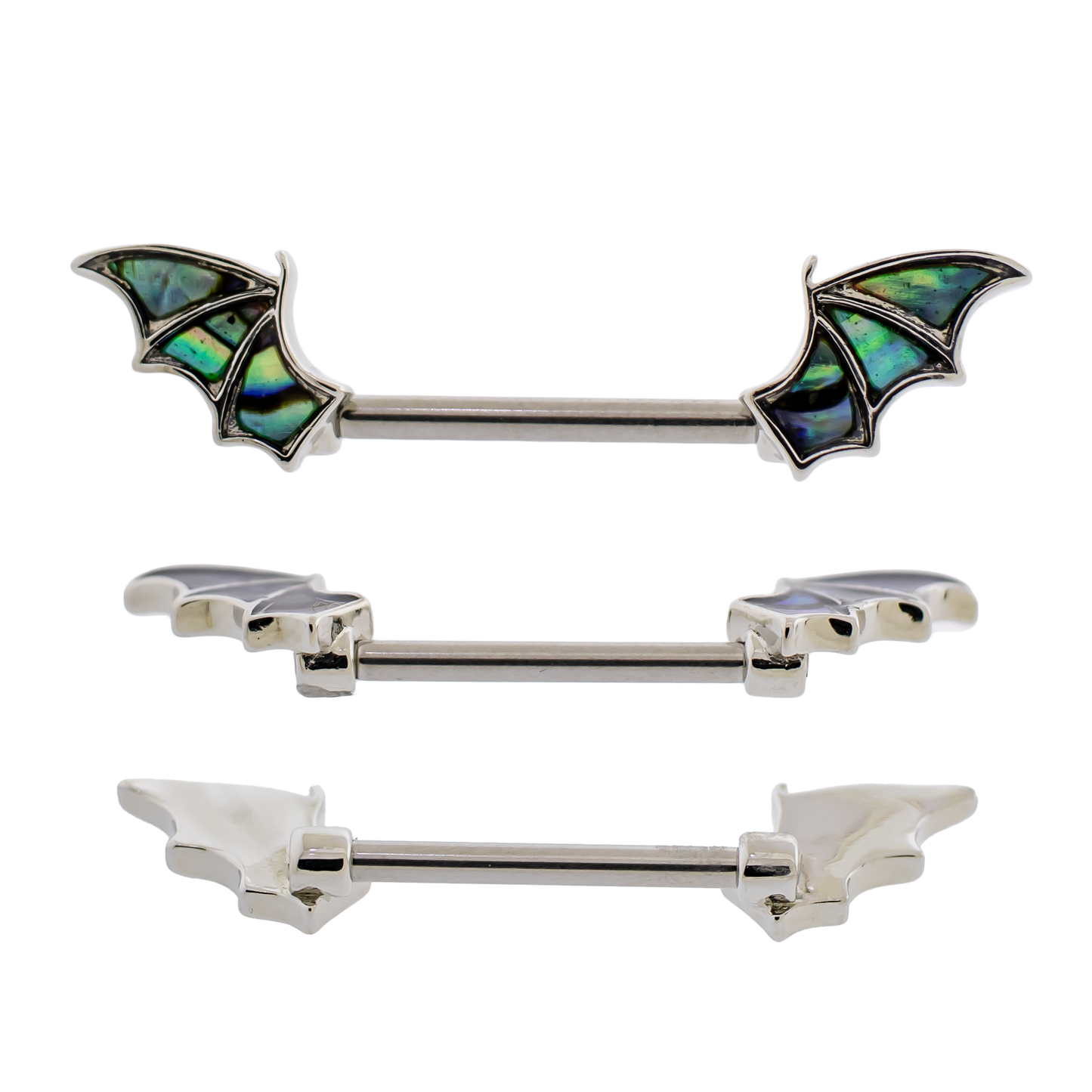 14G Abalone Shell Bat Wing Nipple Barbell - Pierced Addiction