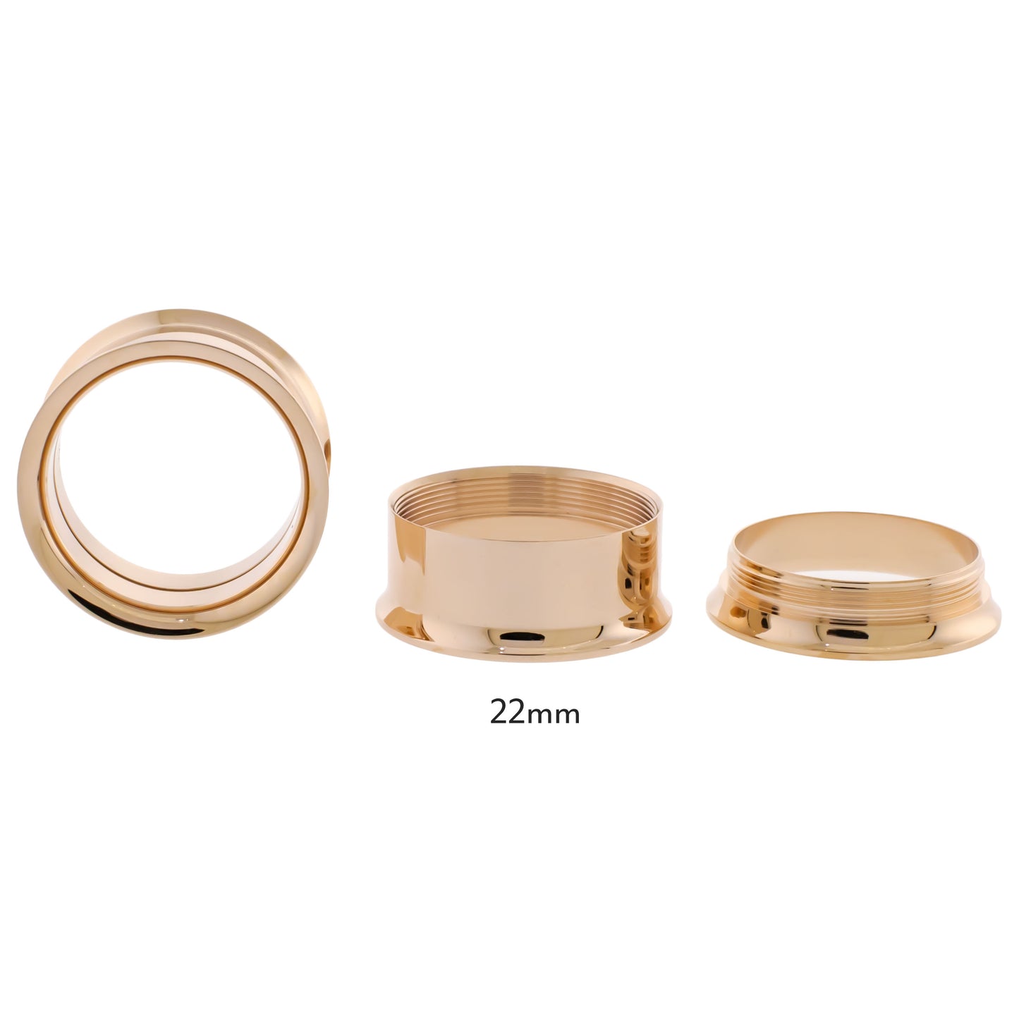 Steel Rose Gold Double Flare Tunnels - Internally Threaded - Pierced Addiction
