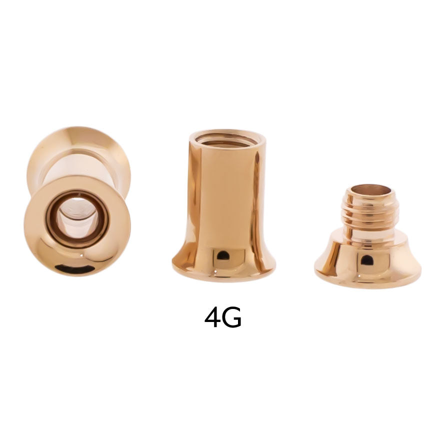 Steel Rose Gold Double Flare Tunnels - Internally Threaded - Pierced Addiction