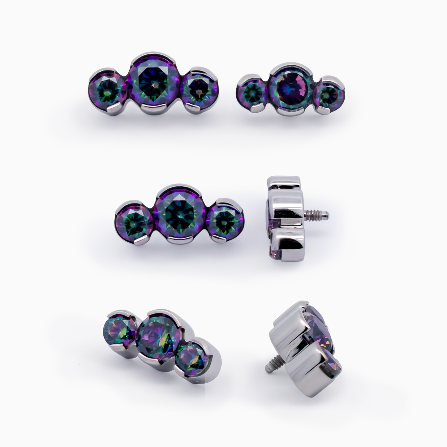 Steel Internally Threaded End - 3 CZ Cluster 16G