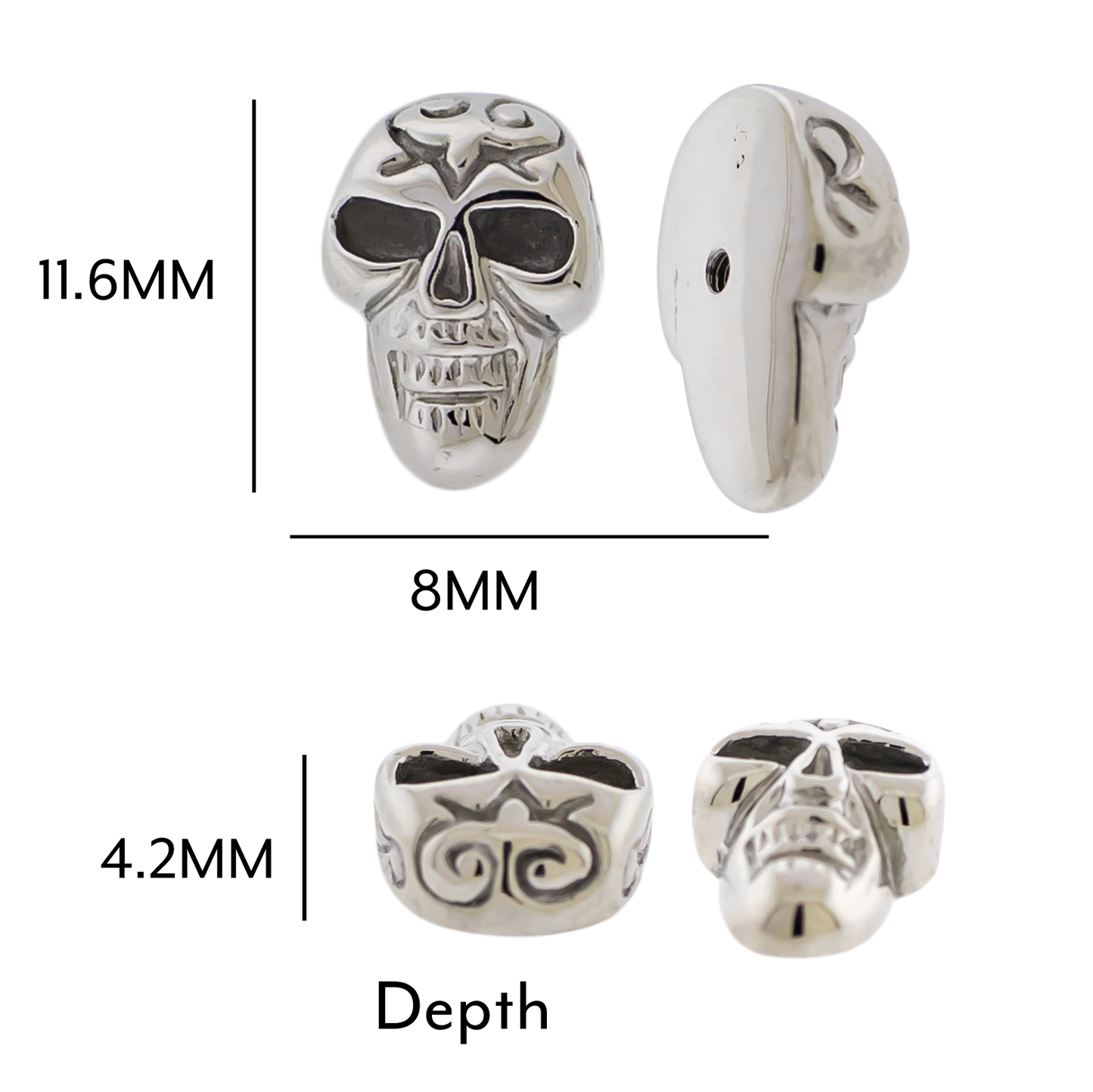 Steel Externally Threaded End - Skull 16G