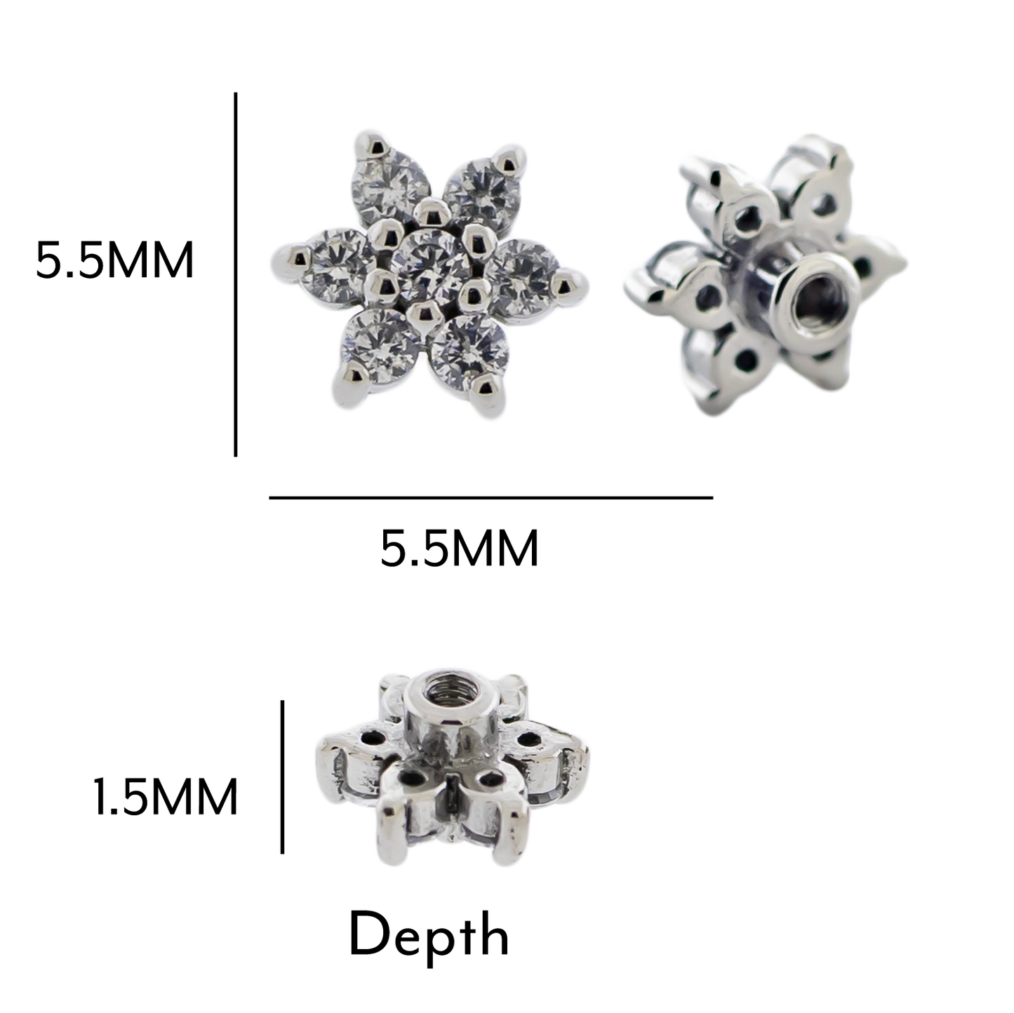 Steel Externally Threaded End - Gem Flower 16G
