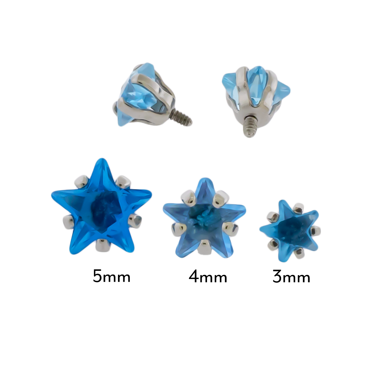 16G/18G Steel Internally Threaded End- Gem Star - Pierced Addiction