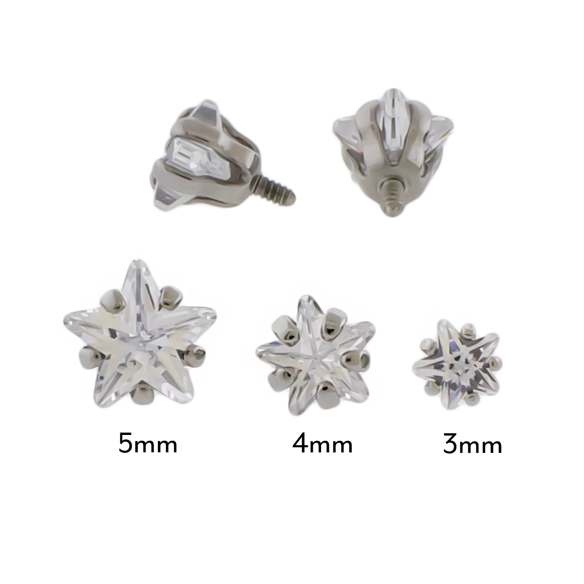 16G/18G Steel Internally Threaded End- Gem Star - Pierced Addiction