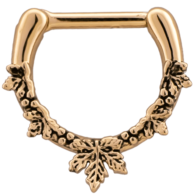 16G Rose Gold PVD Septum Clicker w/ Maple Leaf