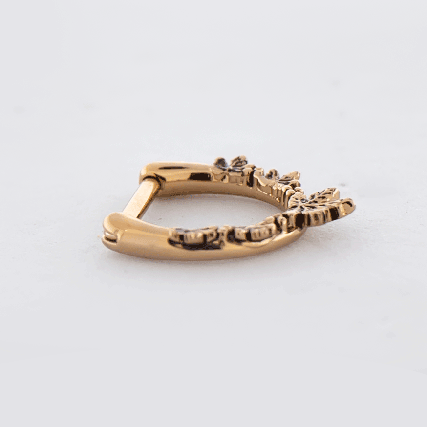 16G Rose Gold PVD Septum Clicker w/ Maple Leaf