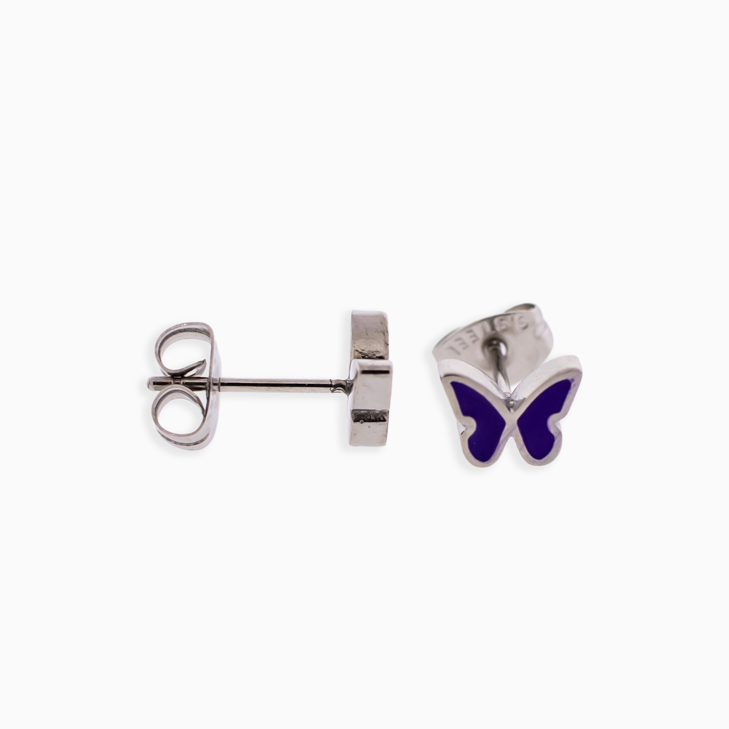 Steel Enamel Butterfly Earring Studs - Pierced Addiction