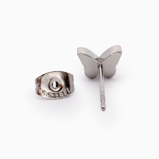 Steel Gemmed Butterfly Earring Studs - Pierced Addiction