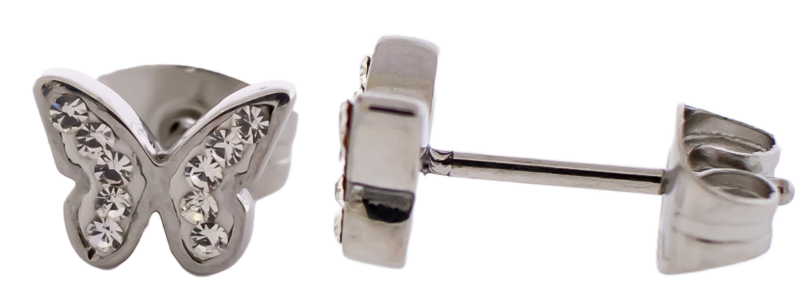 Pair Gemmed Butterfly Earring Studs - Pierced Addiction
