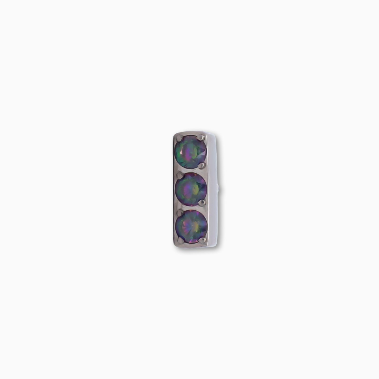 Steel Internally Threaded Bar End with 3 Zirconia Gems