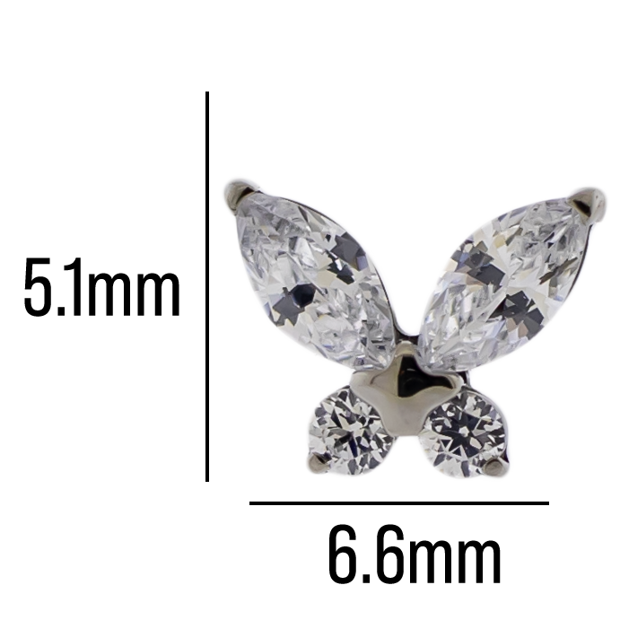 16G/18G Steel Internally Threaded End- Gem Butterfly