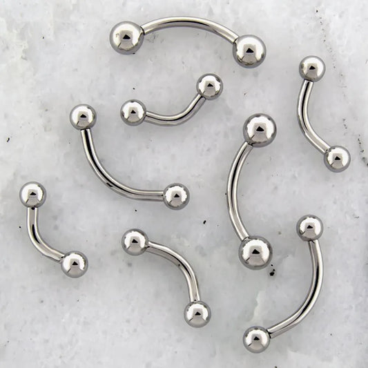 12G Steel Internally Threaded Curved Barbells - Pierced Addiction