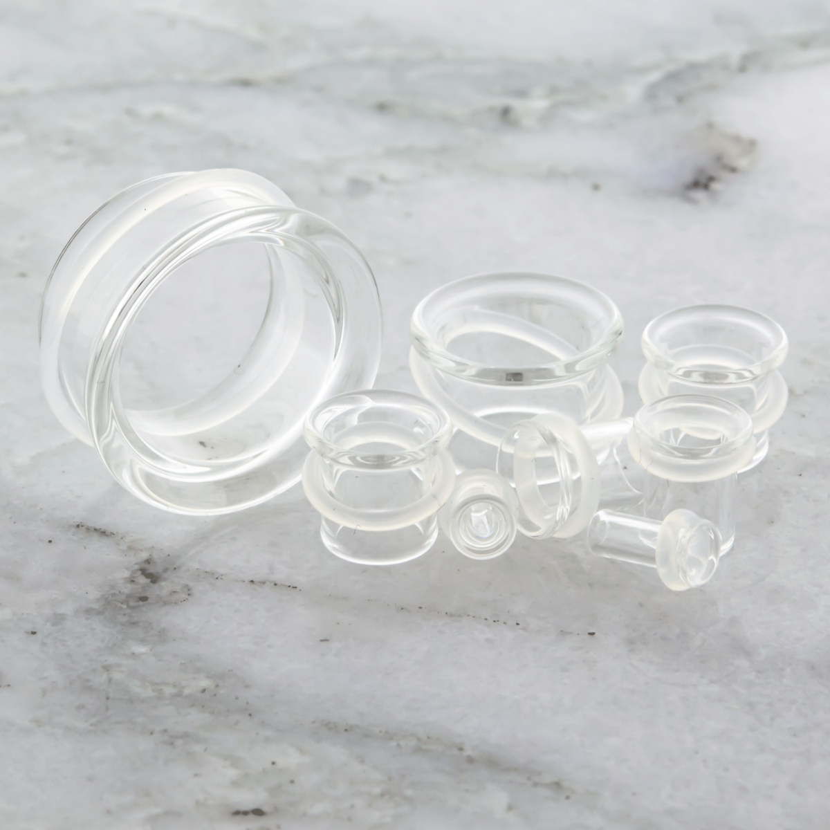 Pair Clear Single Flare Glass Tunnels - Pierced Addiction