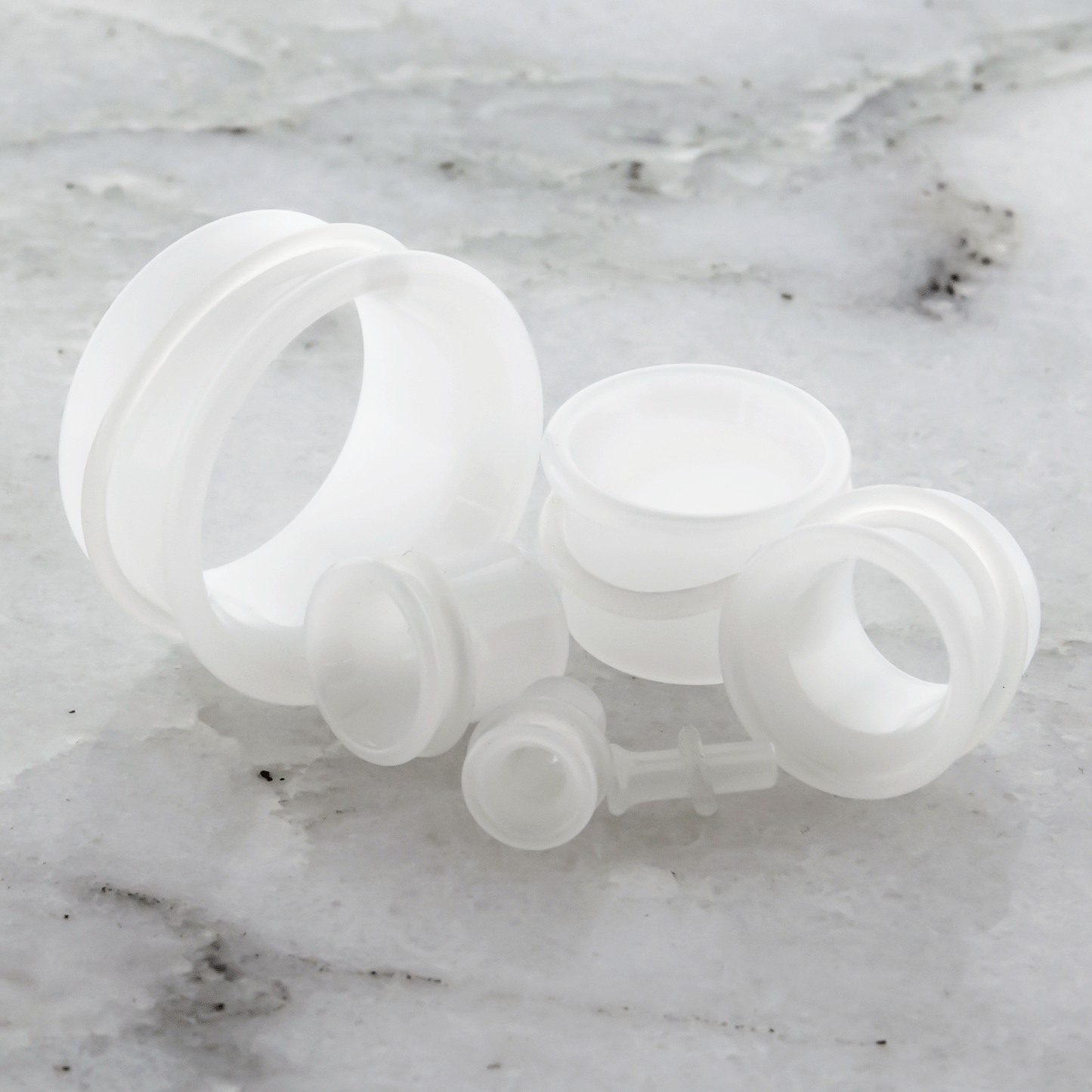 Pair Translucent White Single Flare Tunnels