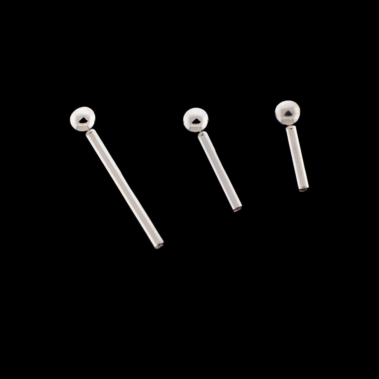 18G Titanium Straight Barbell Post w/ Fixed Ball (Internal)