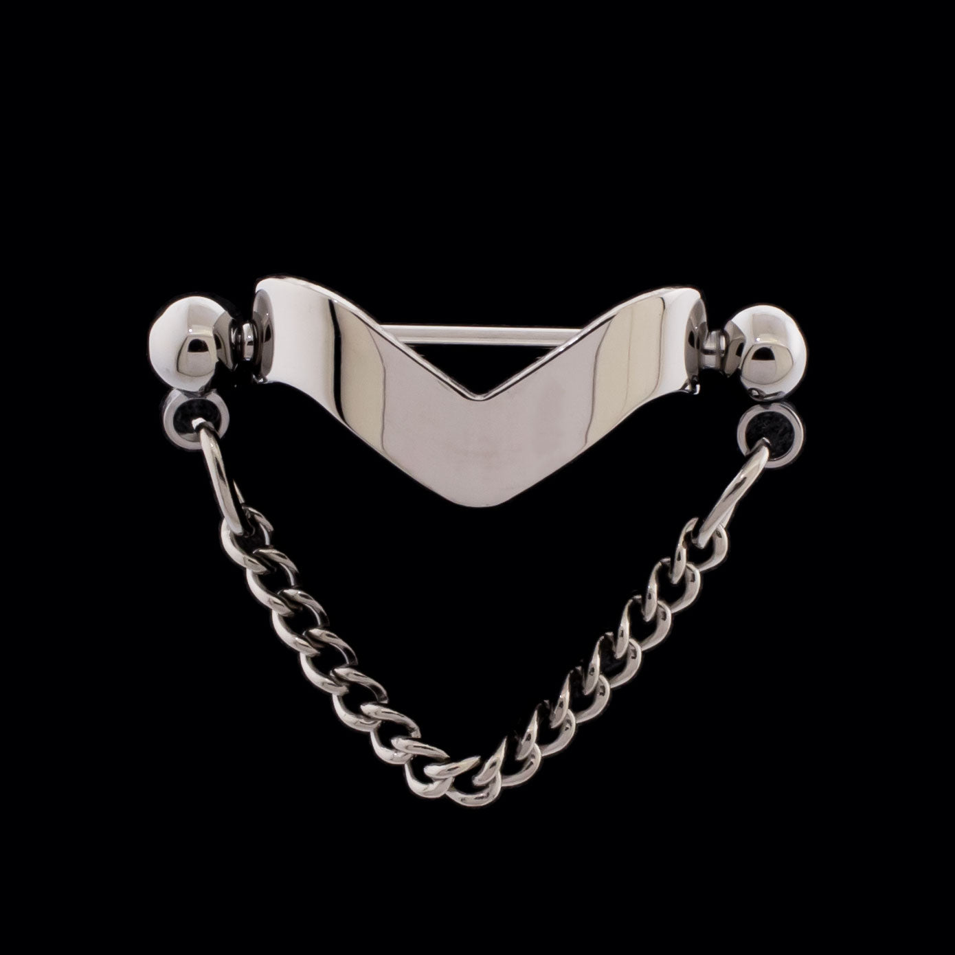 Threadless Nose Bridge V Cuff w/ Curb Chain