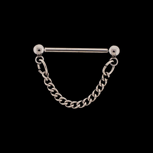 Threadless Nose Bridge Barbell with Curb Chain - Khrysos Jewelry