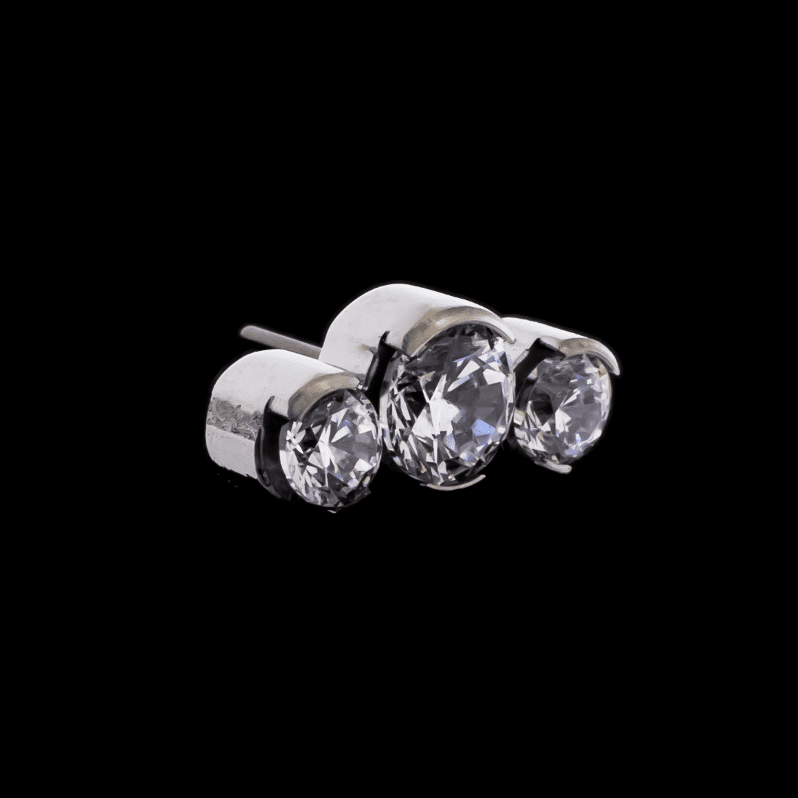 Gemma- Titanium Threadless 3 Gem Crescent End