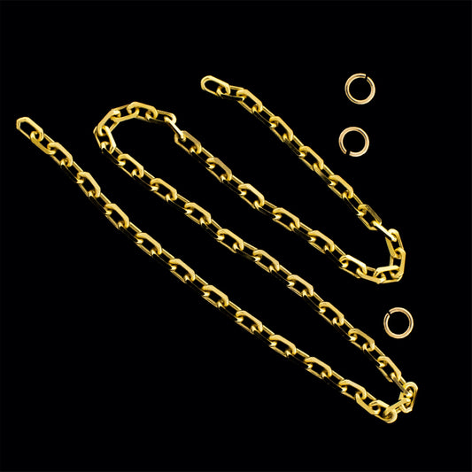 6" 14KT Gold Elongated Diamond Cut Cable Chain