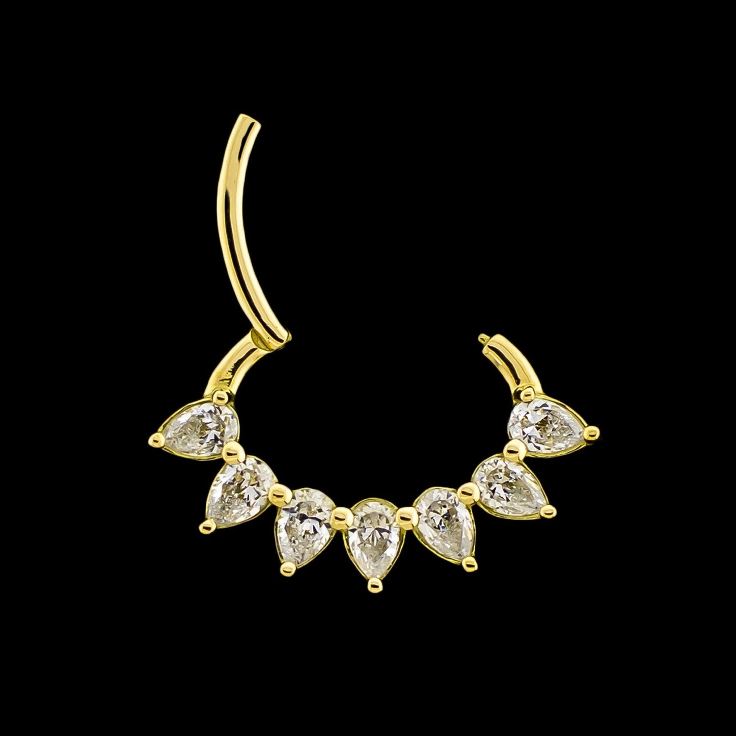 Adam- 18Kt Gold Hinged Ring w/ Pear Gems