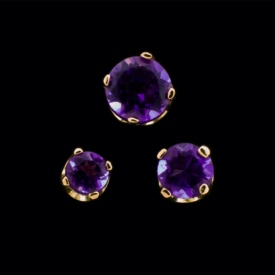 Zarela- 14Kt Gold Threadless Genuine Dark Amethyst Ends - Pierced Addiction