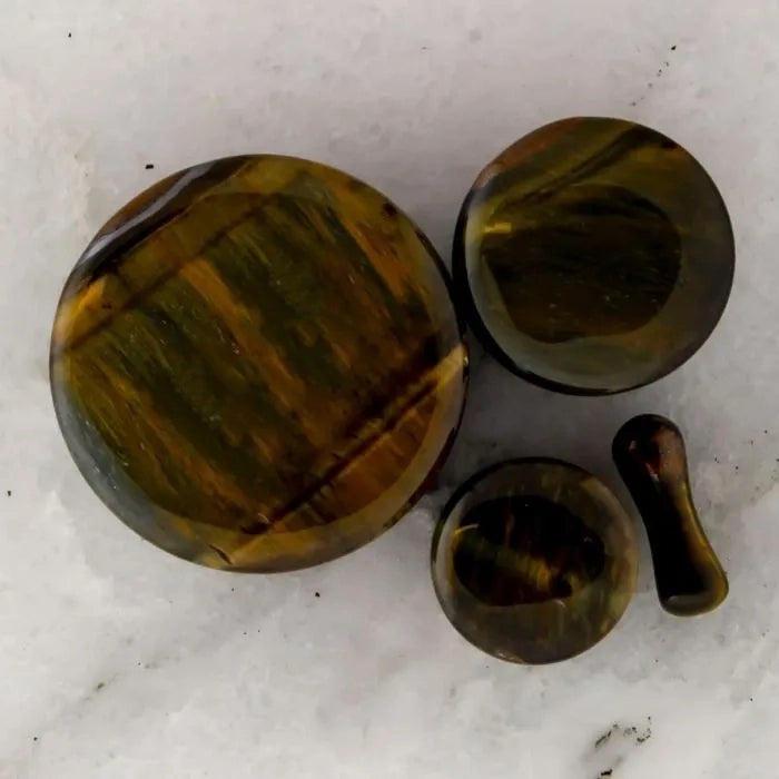 Blue Tiger's Eye Stone Plugs - Pierced Addiction