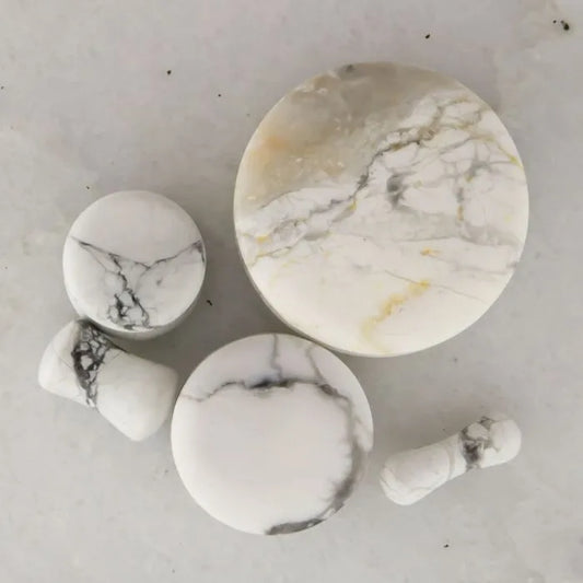 White Howlite Stone Plugs - Pierced Addiction