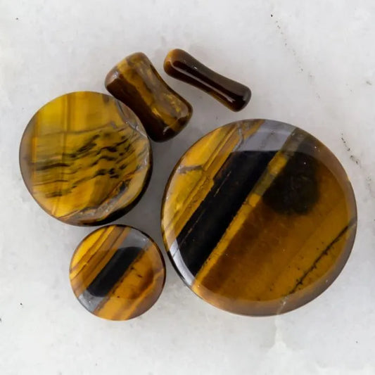 Tiger's Eye Stone Plugs - Pierced Addiction