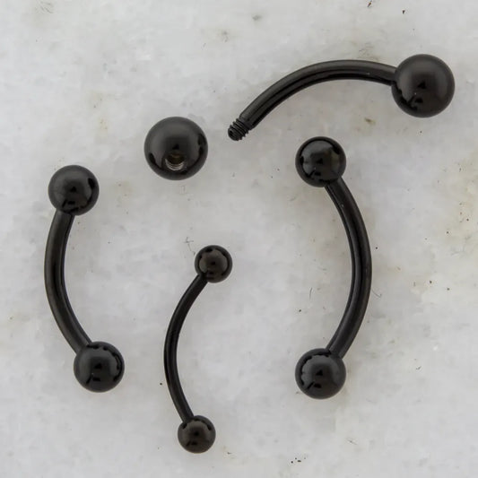 18G - 14G Black PVD Coated Externally Threaded Curved Barbells - Pierced Addiction