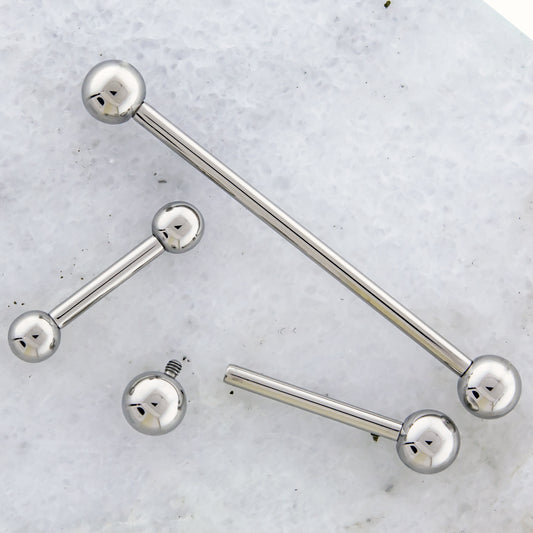 Steel 14G Internally Threaded Straight Barbells - Pierced Addiction