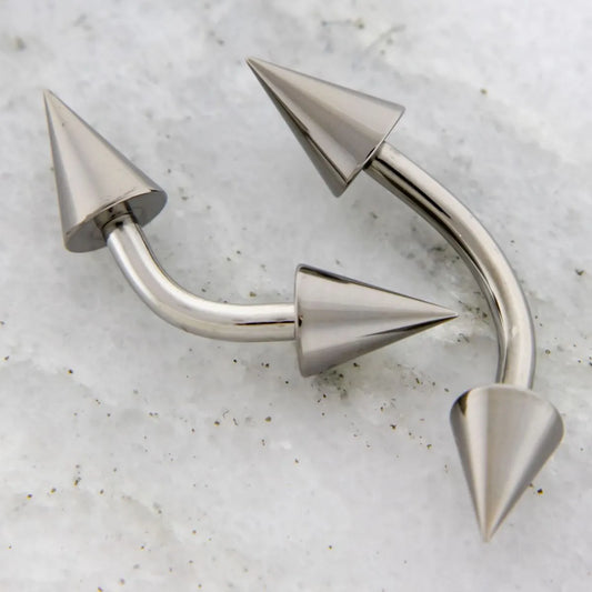 16G Steel Curved Barbell w/ Cones - Pierced Addiction