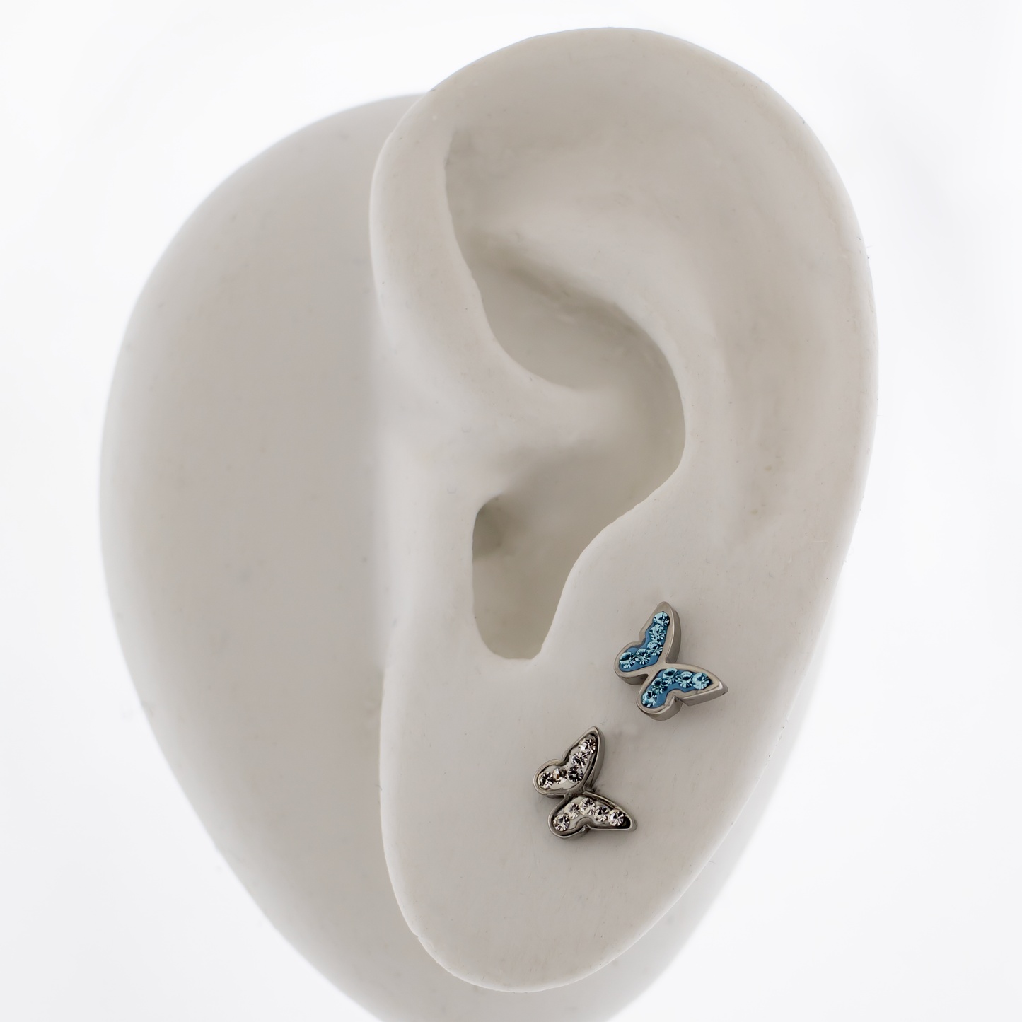 Pair Gemmed Butterfly Earring Studs