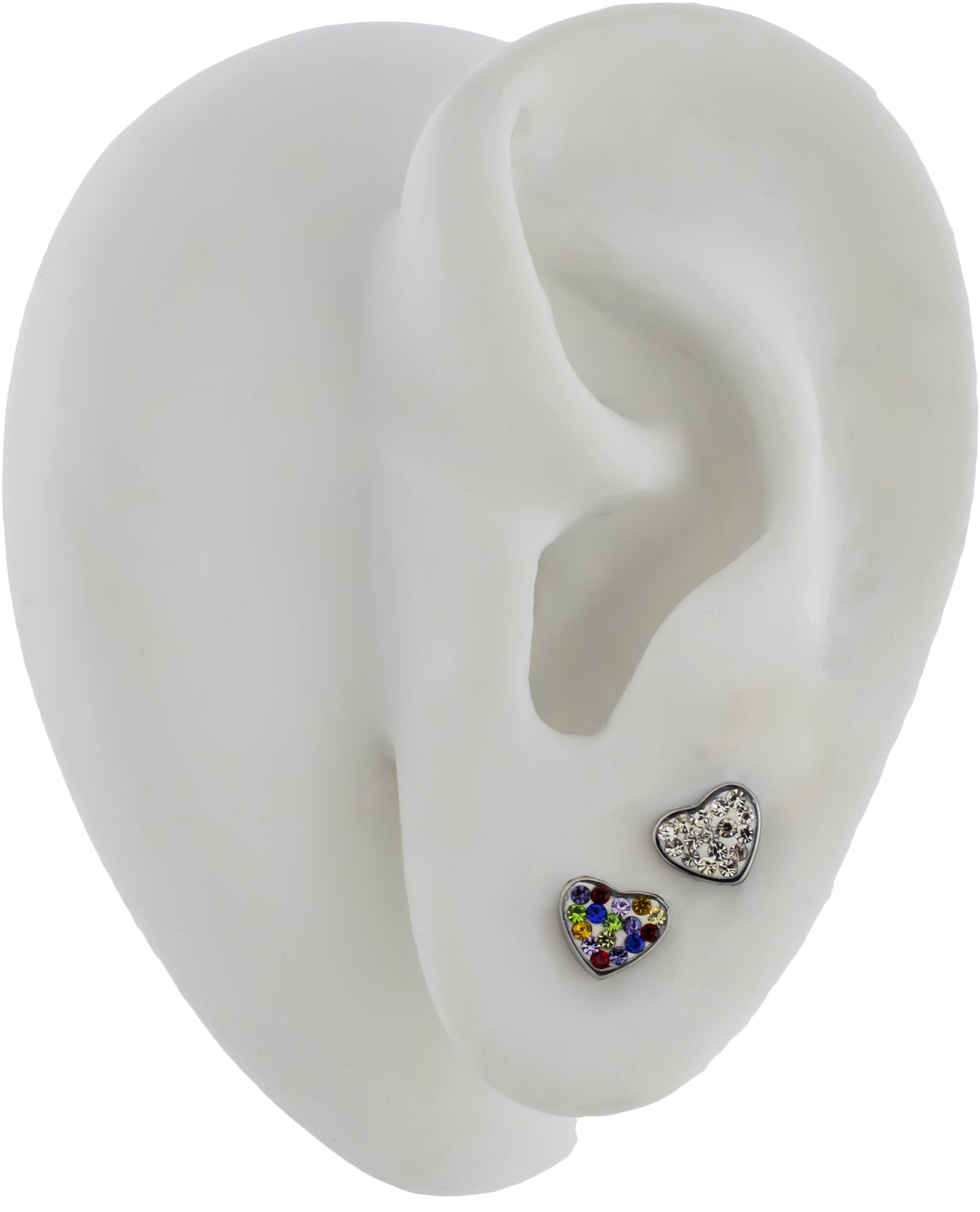 Pair Gemmed Heart Earring Studs