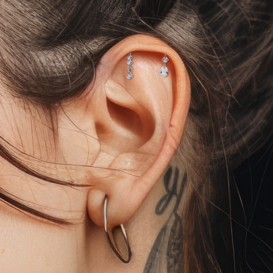 woman's ear with hidden helix piercing