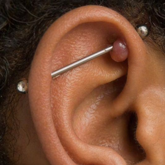 industrial piercing with irritation