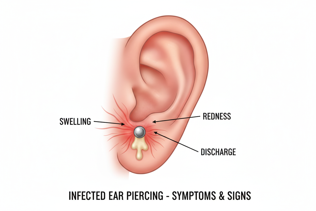 diagram of infected piercing symptoms